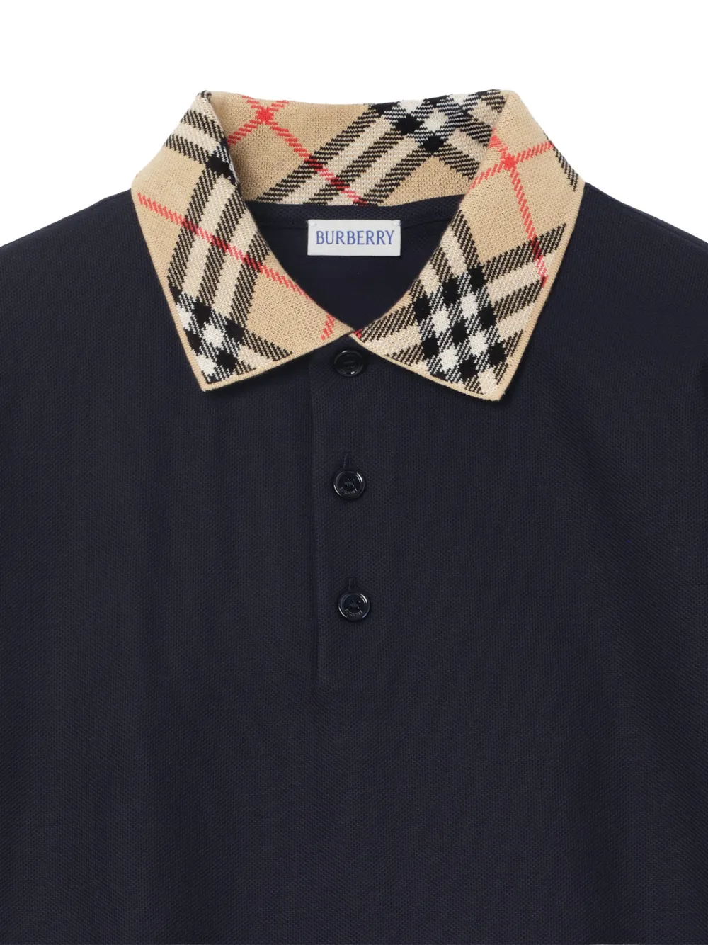 Burberry Katoenen poloshirt met geruite kraag Blauw