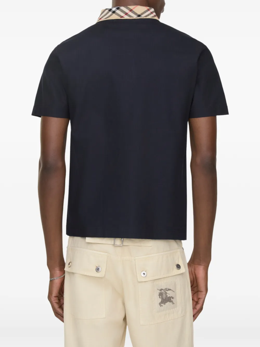 Burberry Katoenen poloshirt met geruite kraag Blauw