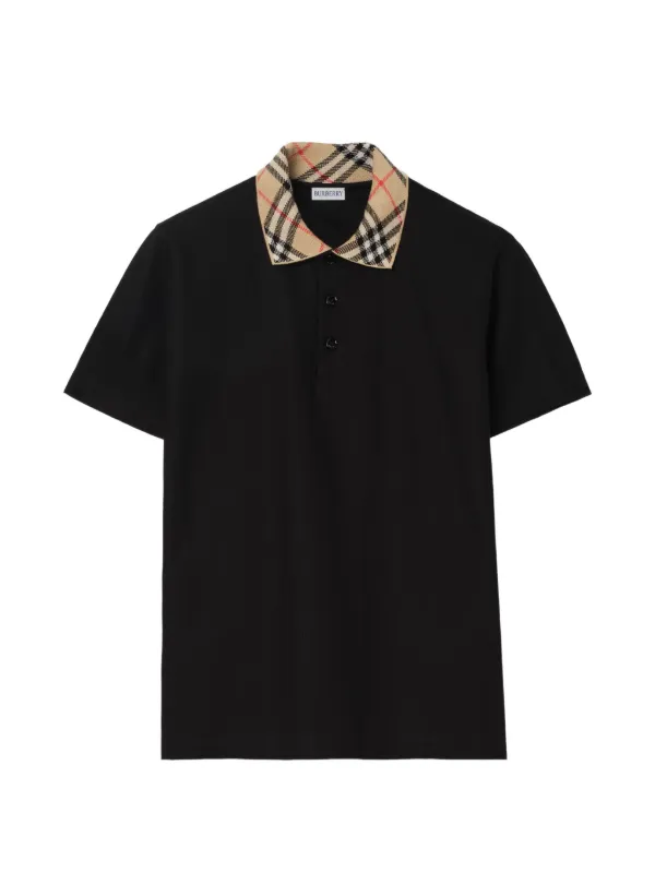 Burberry チェックカラーポロシャツ | ブラック | FARFETCH JP