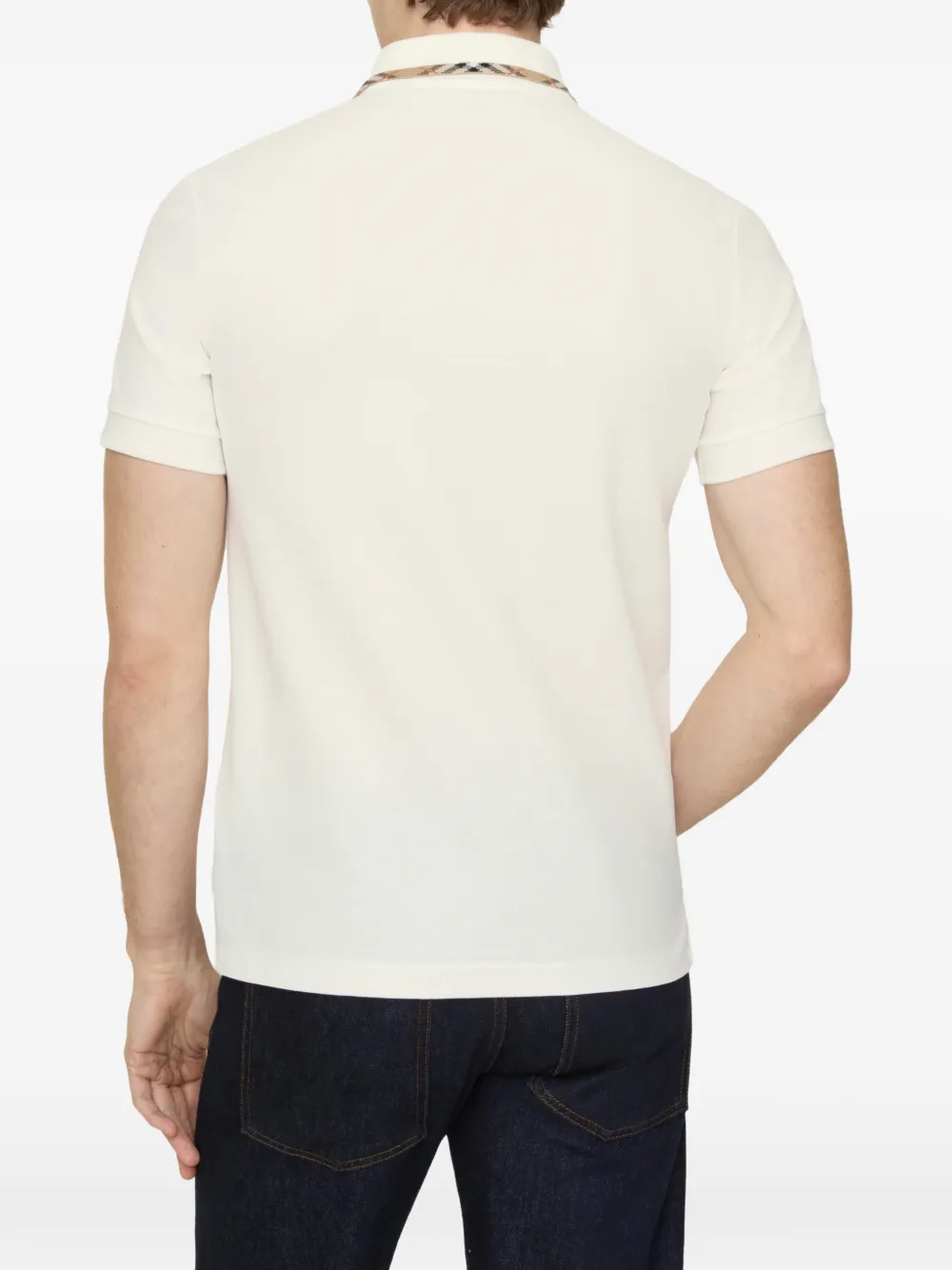 Burberry Katoenen poloshirt met geruite afwerking Wit