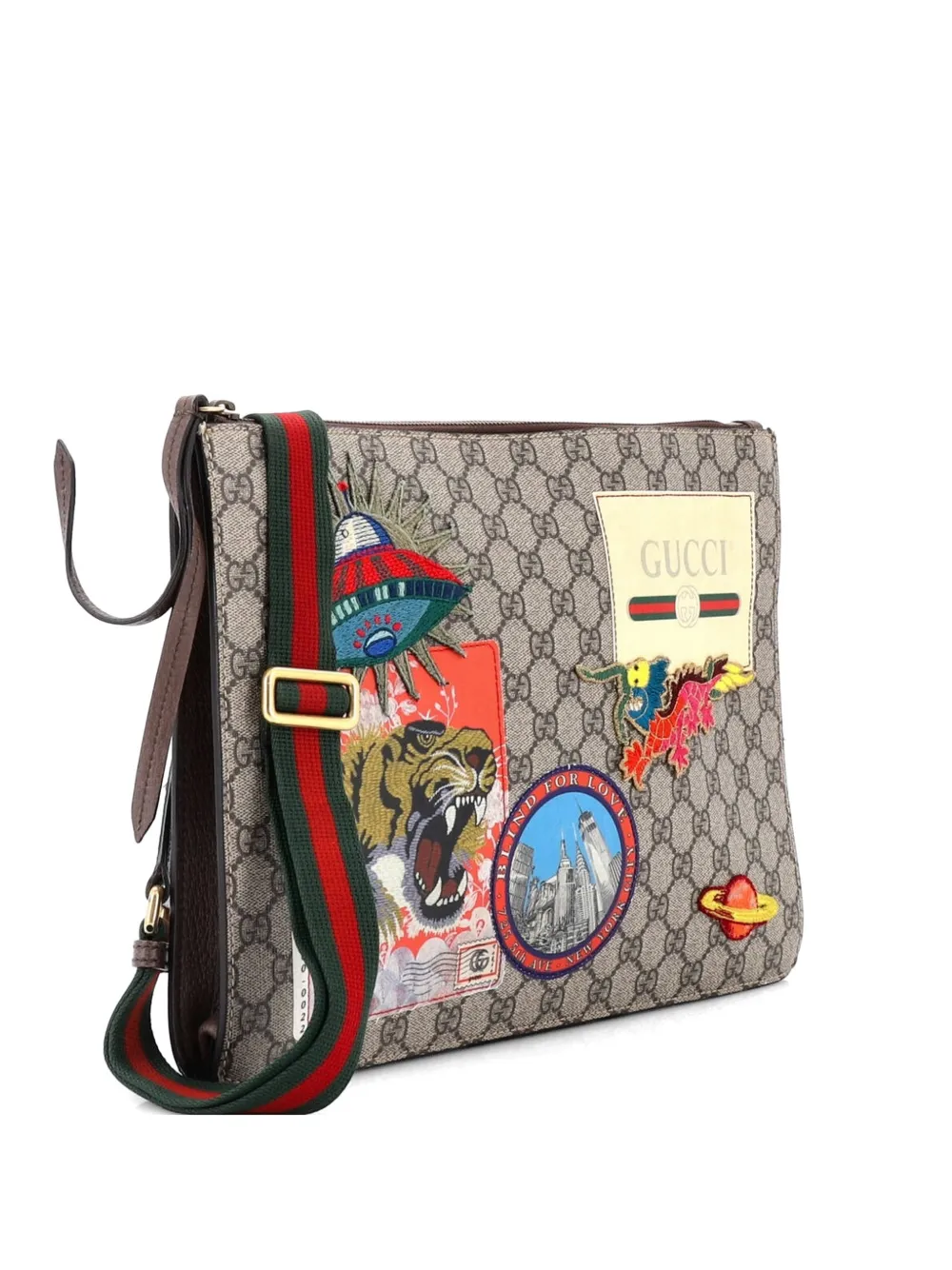 Gucci Pre-Owned Courrier Messenger Bag GG Coated Canvas with Applique crossbody bag - Marrone