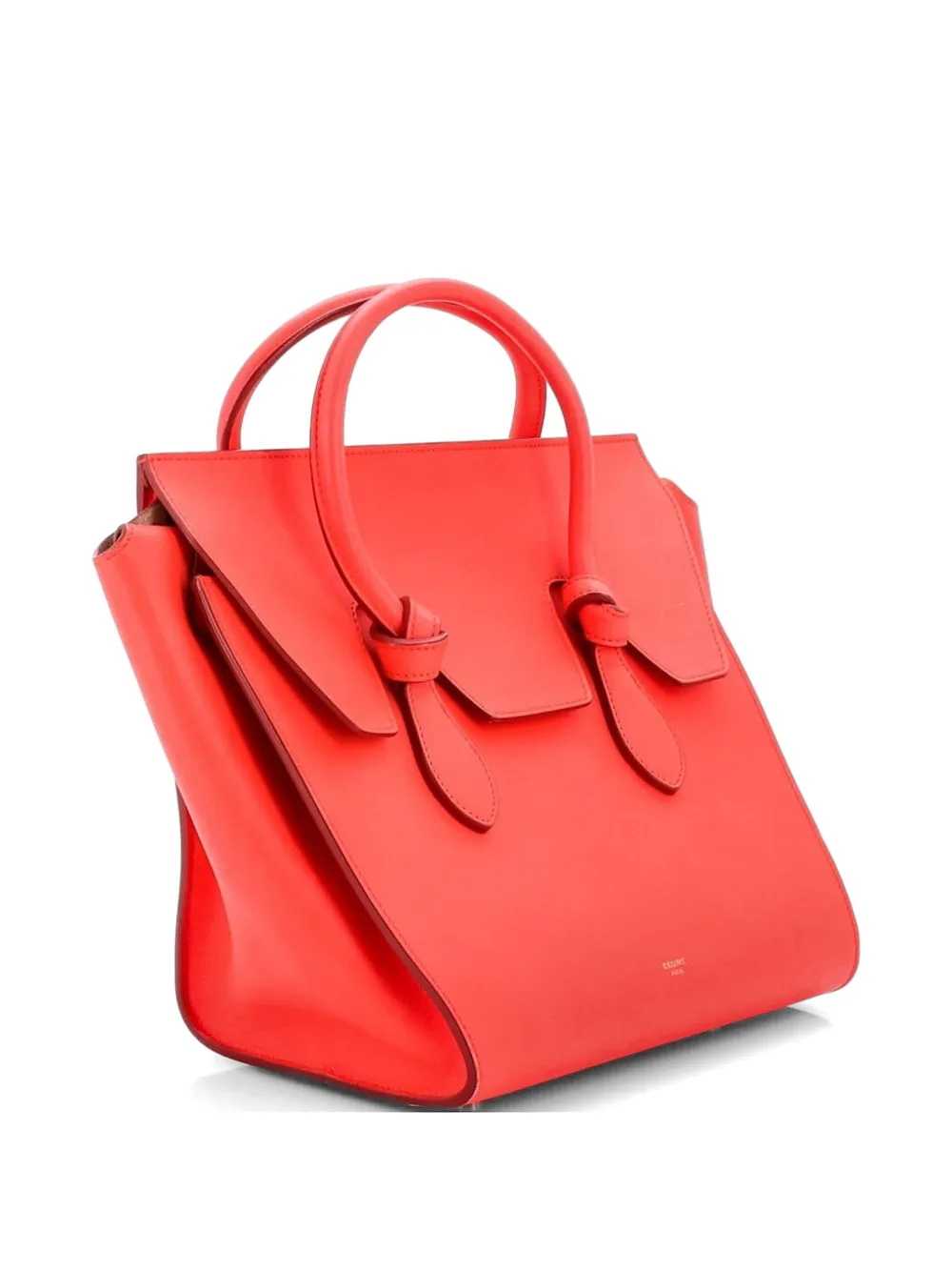 Pre-owned Celine Tie Knot Smooth Leather Mini Tote Bag In Red