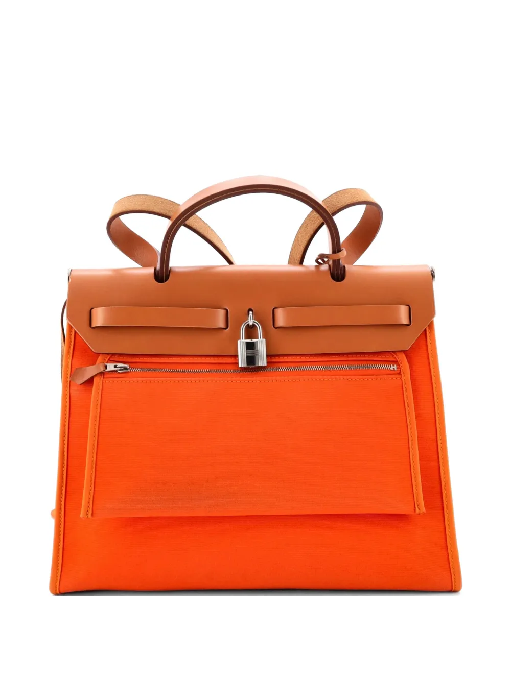 Hermès Pre-Owned Herbag Zip Leather and Toile 31 shoulder bag - Arancione