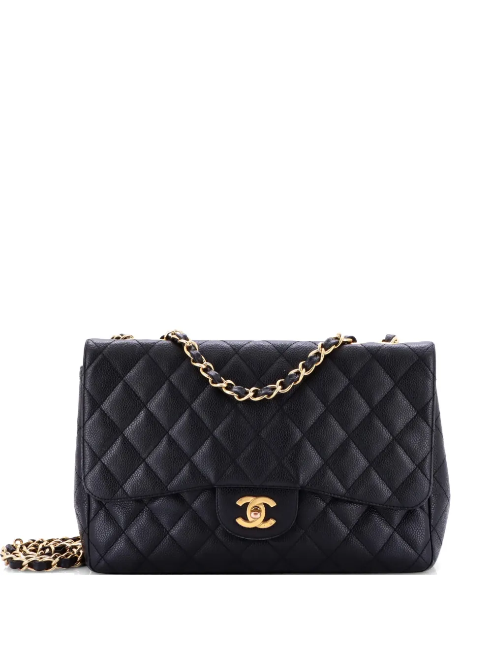 CHANEL Pre-Owned Classic Double Flap Bag Quilted Caviar Jumbo shoulder bag - Nero