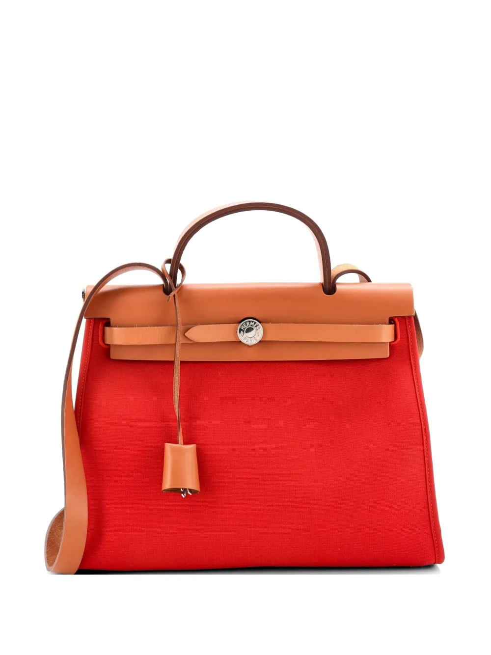 Hermès Pre-Owned Herbag Zip Leather and Toile 31 shoulder bag - Marrone