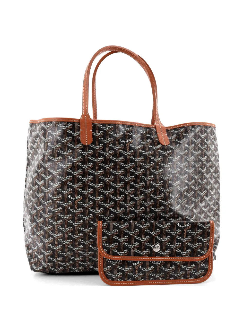 Pre-owned Goyard Saint Louis Coated Canvas Pm Tote Bag In Brown
