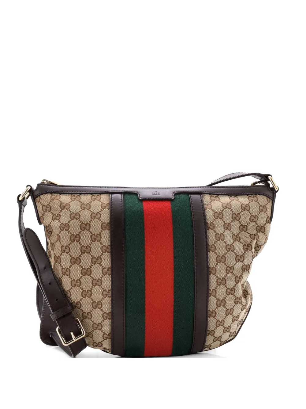 Gucci Pre-Owned Vintage Web Saddle Messenger Bag GG Canvas Medium crossbody bag - Marrone