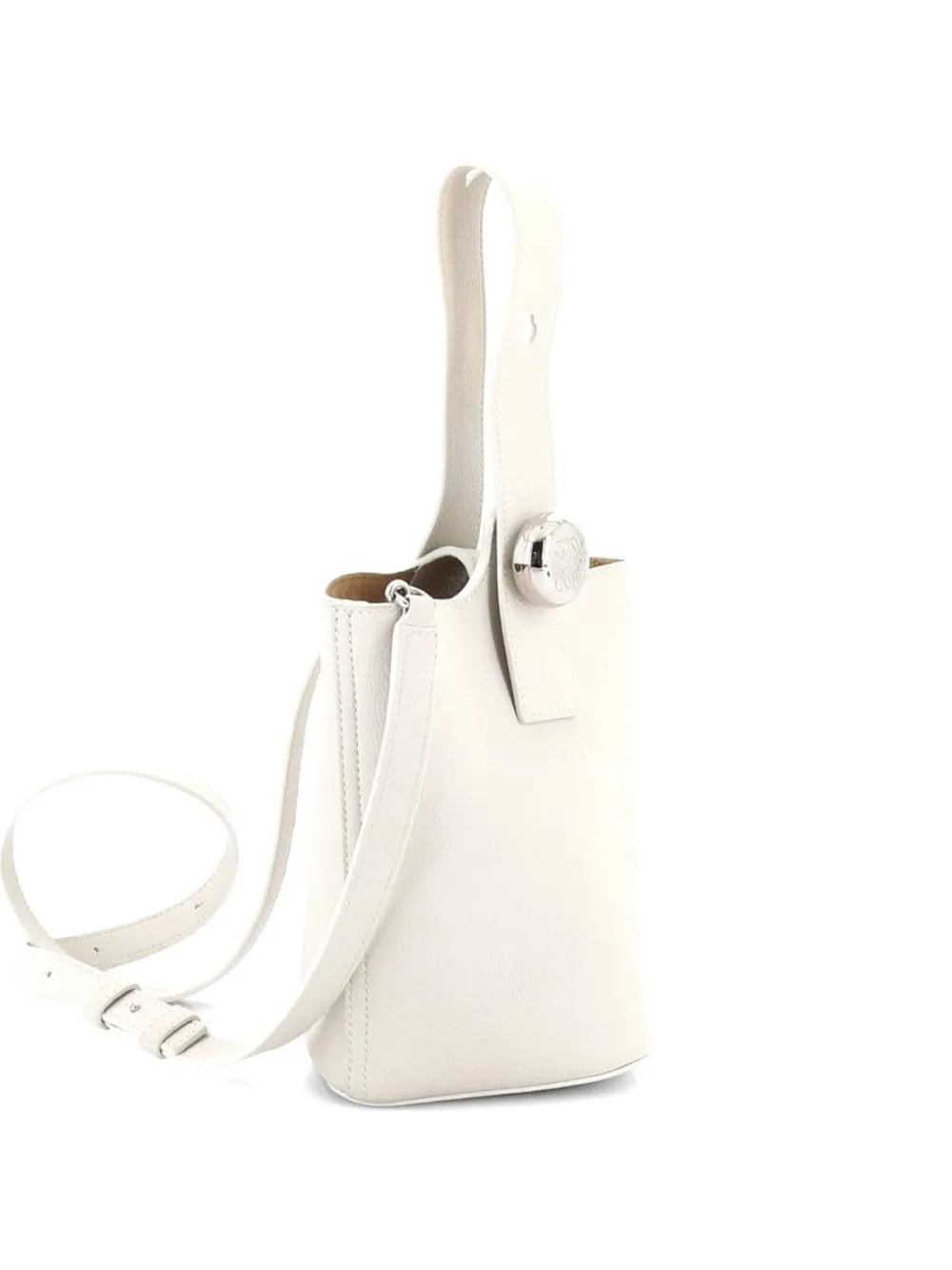 Pre-owned Loewe Pebble Leather Bucket Bag In White