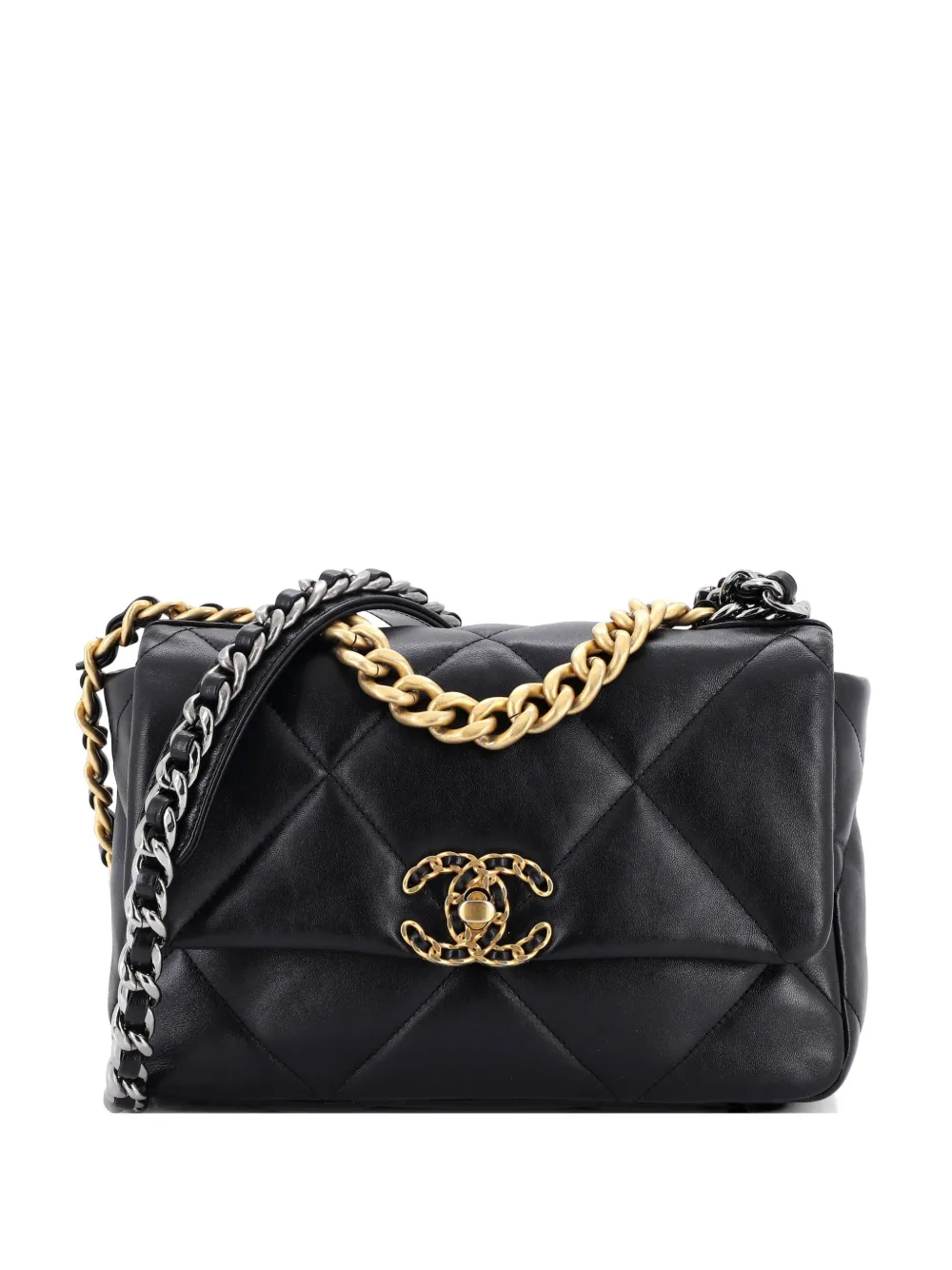 CHANEL Pre-Owned 19 Flap Bag Quilted Leather Medium crossbody bag - Nero