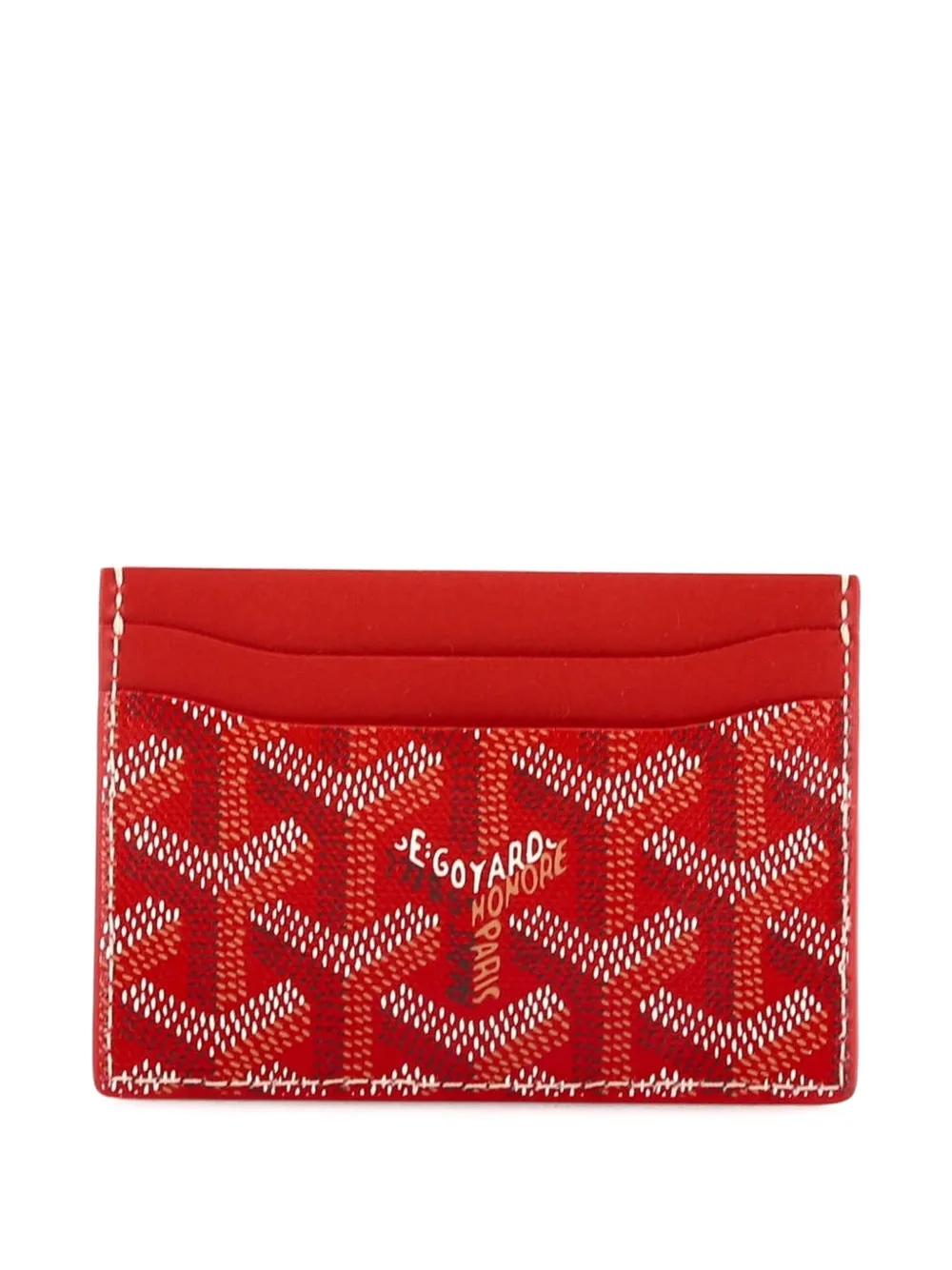 Pre-owned Goyard Saint Sulpice Coated Canvas Card Holder In Red