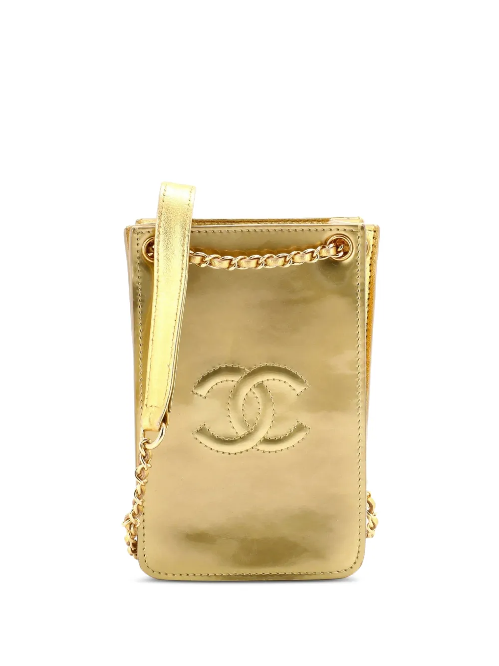 CHANEL Pre-Owned CC Phone Holder Patent crossbody bag - Oro