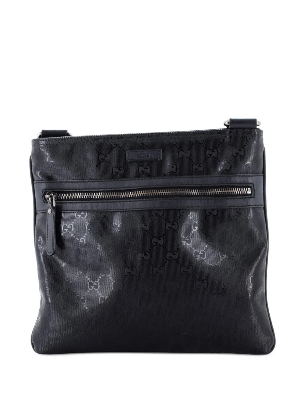 Gucci Pre-Owned Front Zip Flat Messenger Bag GG Imprime Medium crossbody bag - Nero