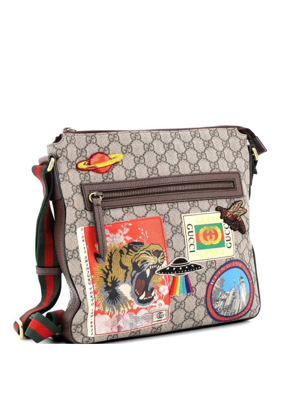 Gucci Pre-Owned Courrier Zip Messenger GG Coated Canvas with Applique Medium crossbody bag - Marrone