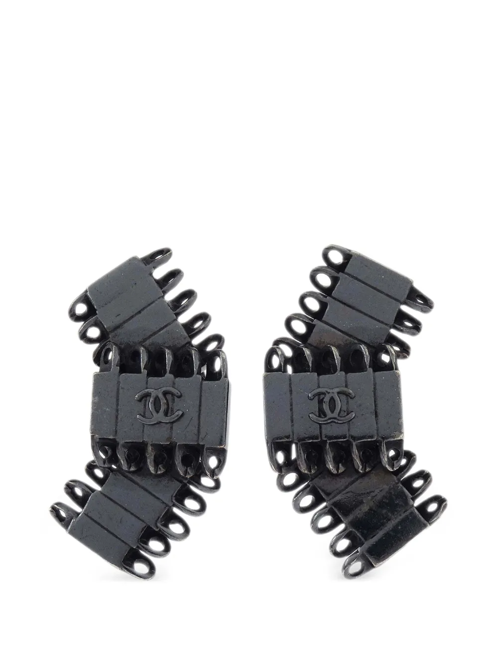 CHANEL Pre-Owned boucles d'oreille à logo CC (1998) - Noir