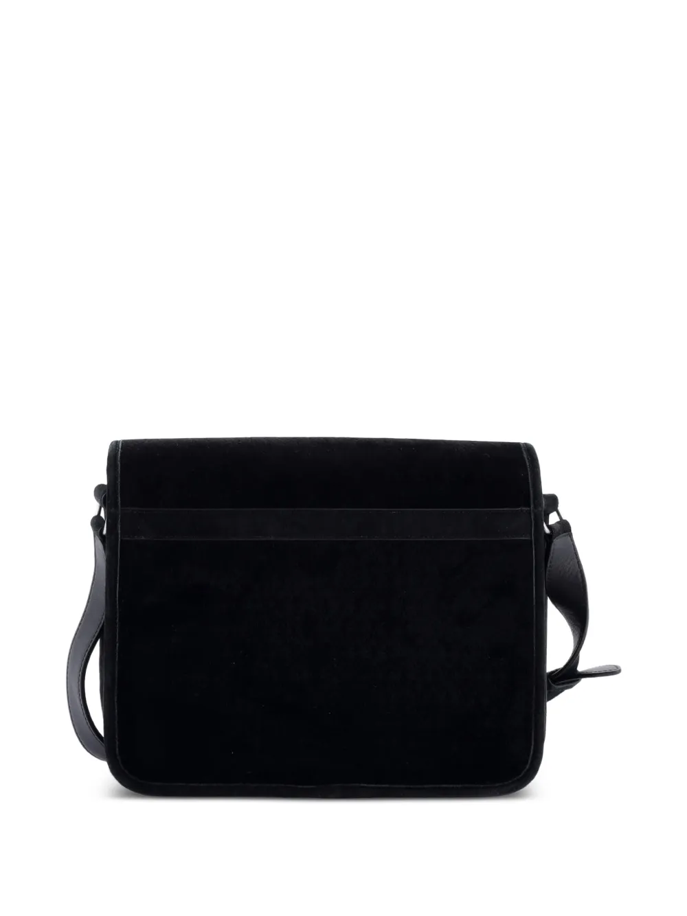  Saint Laurent Pre-owned Le Monogramme Buckle Satchel Monogram All Over Velvet And Suede Large Crossbody Bag - Black 