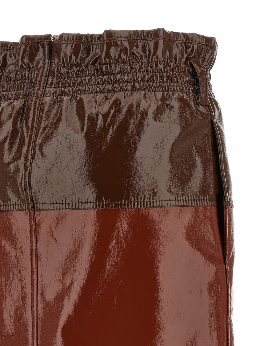 Saint Laurent Rok met colourblocking en paperbag taille Bruin