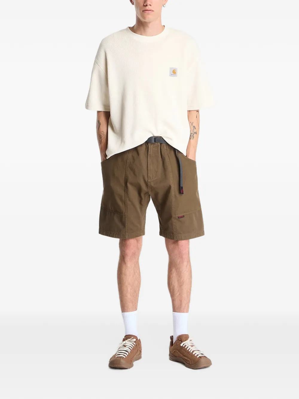 Gramicci Shorts met elastische taille Groen