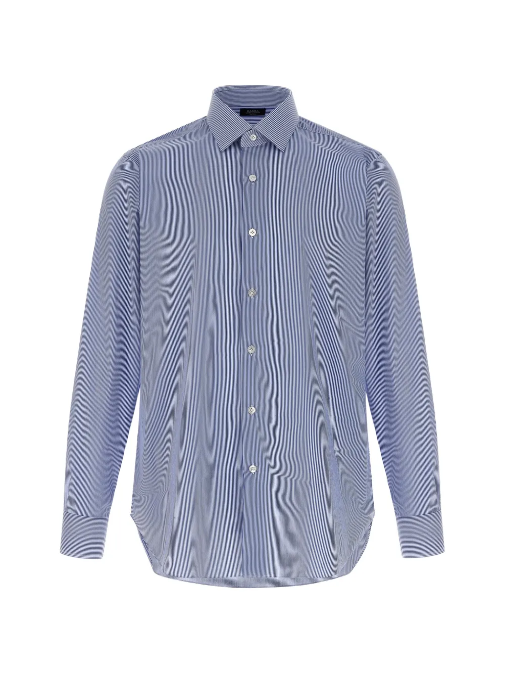 Barba striped buttoned cotton shirt - Blu