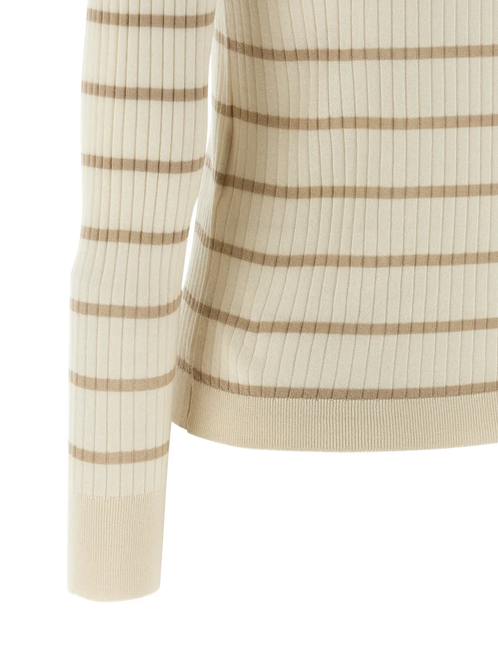 Max Mara Geribbelde gestreepte polotop Beige