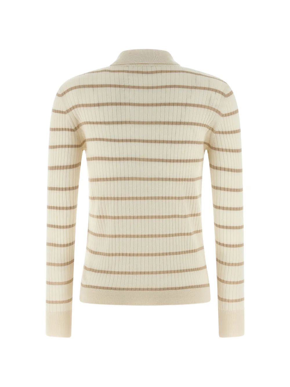  Max Mara Ribbed Striped Polo Top - Neutrals 