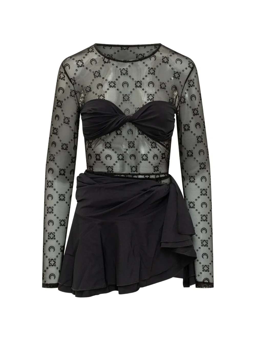 Marine Serre Moonogram sheer dress - Schwarz