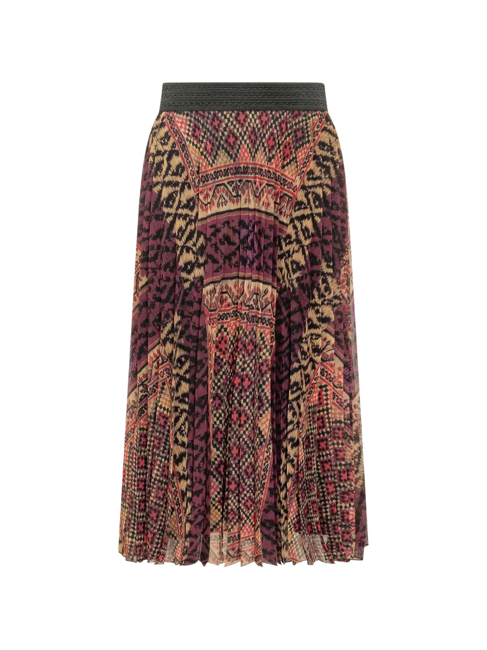 Ba&Sh Olgia pleated patterned midi skirt - Marrone