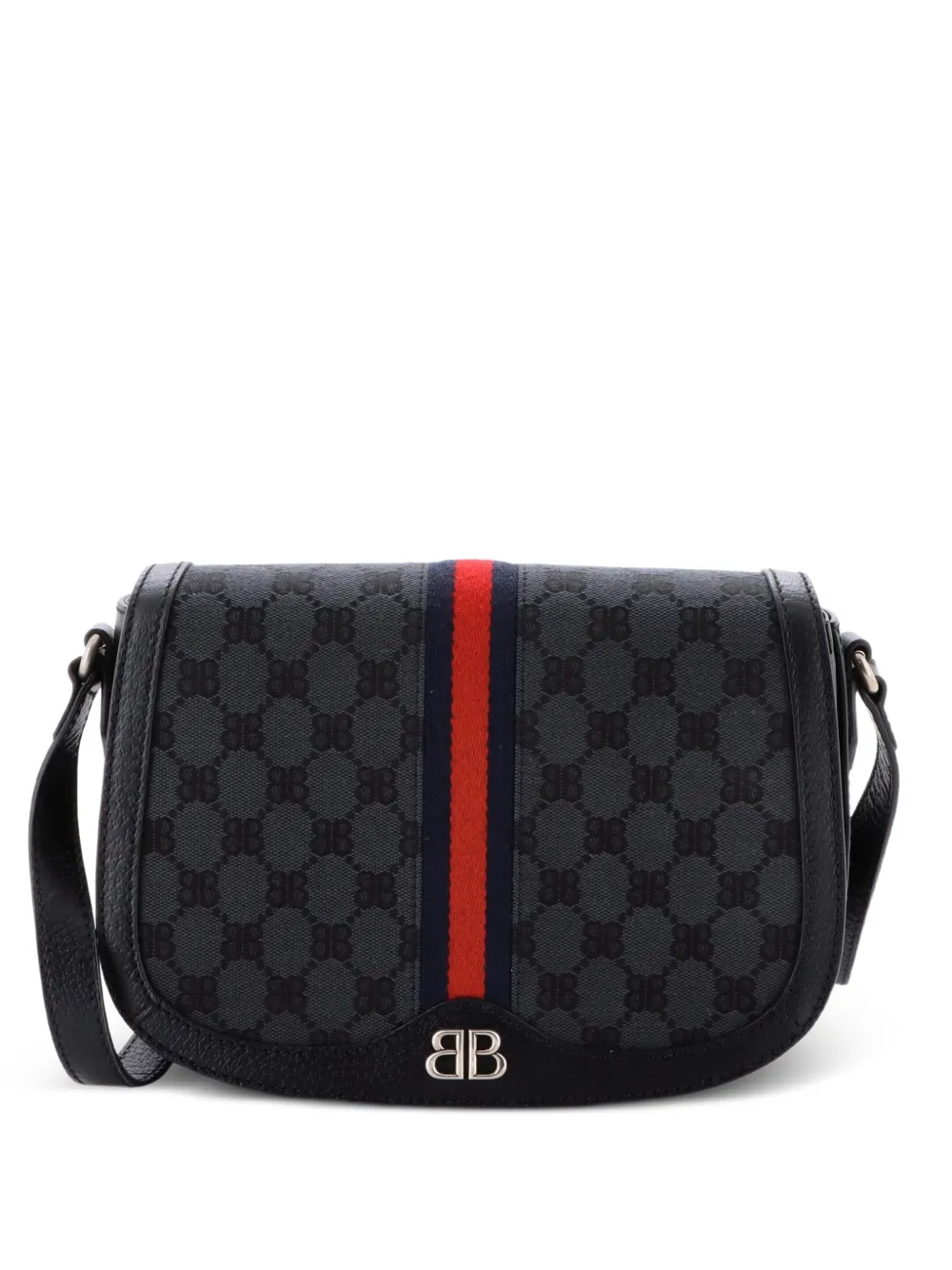 Gucci Pre-Owned x Balenciaga The Hacker Project Flap Messenger Bag BB Canvas Medium crossbody bag - Nero