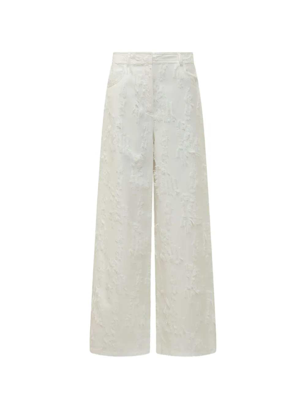 Msgm Textured Wide-leg Trousers In White