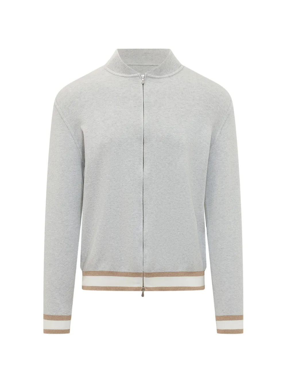 Filippo De Laurentiis stripe-trim zip-up bomber jacket - Grigio