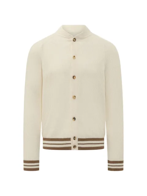 Filippo De Laurentiis raglan-sleeve striped-trim bomber jacket