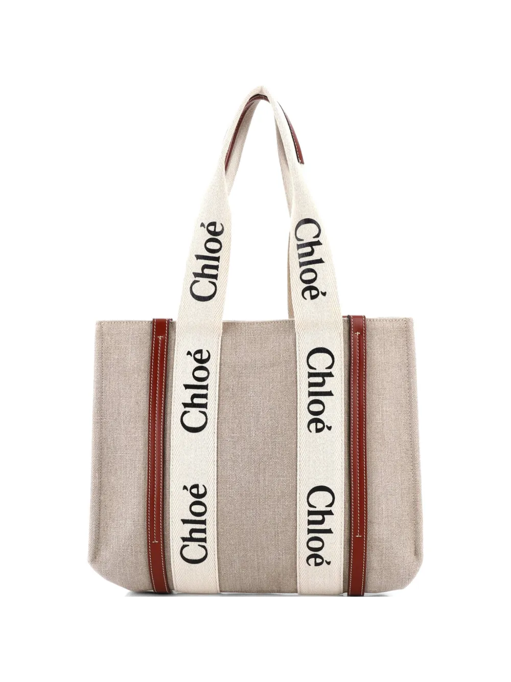 Chloé Pre-Owned Woody Canvas with Leather Medium tote bag - Marrone