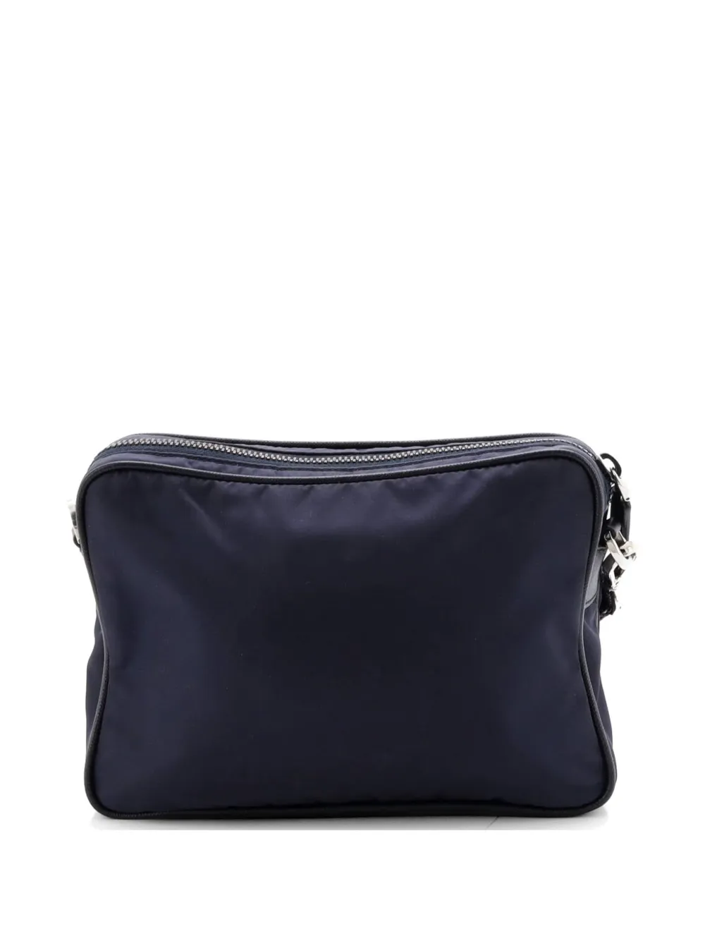  Prada Pre-owned Buckle Front Pocket Flap Messenger Bag Re-nylon With Saffiano Leather Crossbody Bag - Blue 