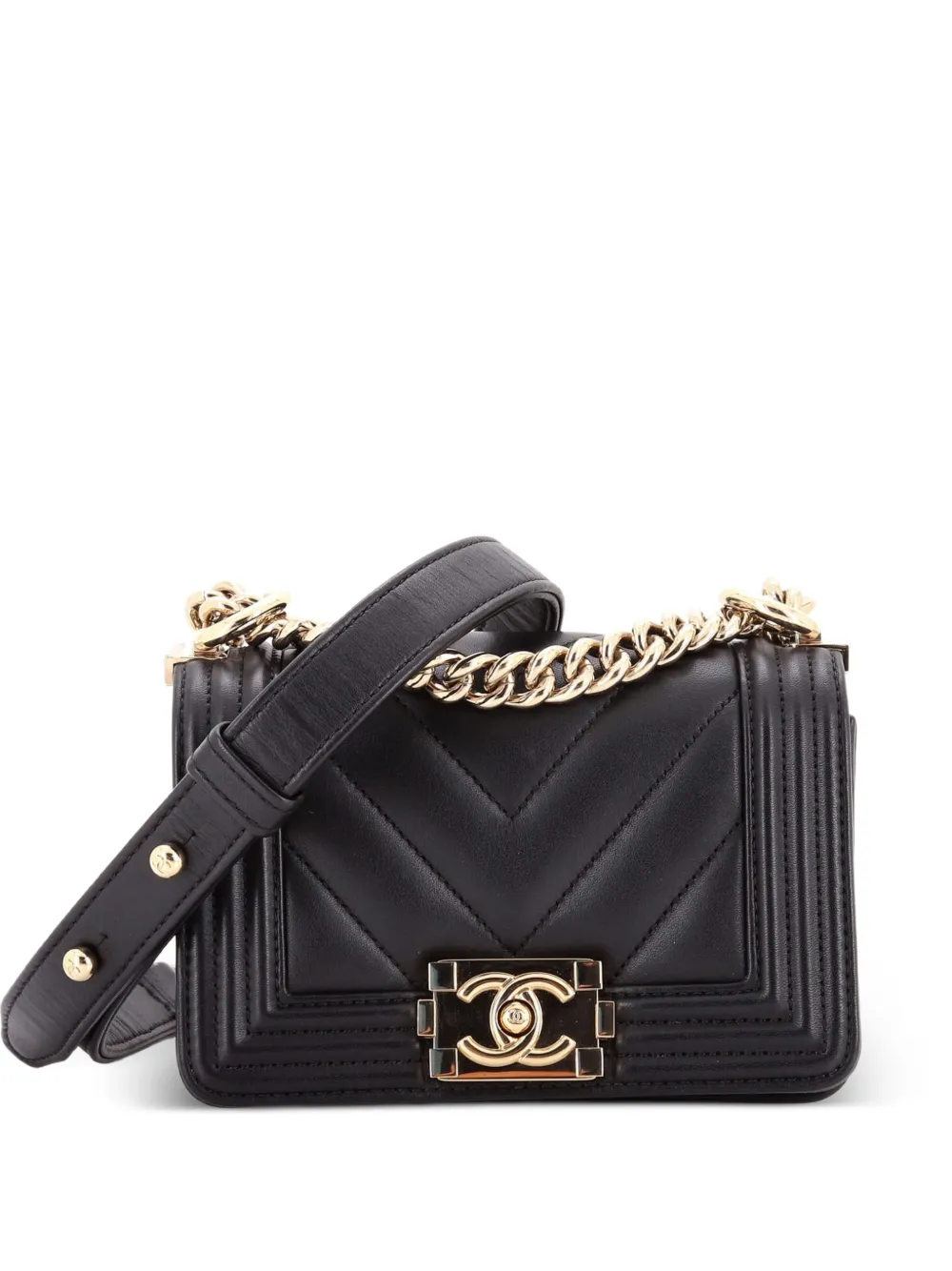 CHANEL Pre-Owned Boy Flap Bag Chevron Lambskin Mini shoulder bag - Nero