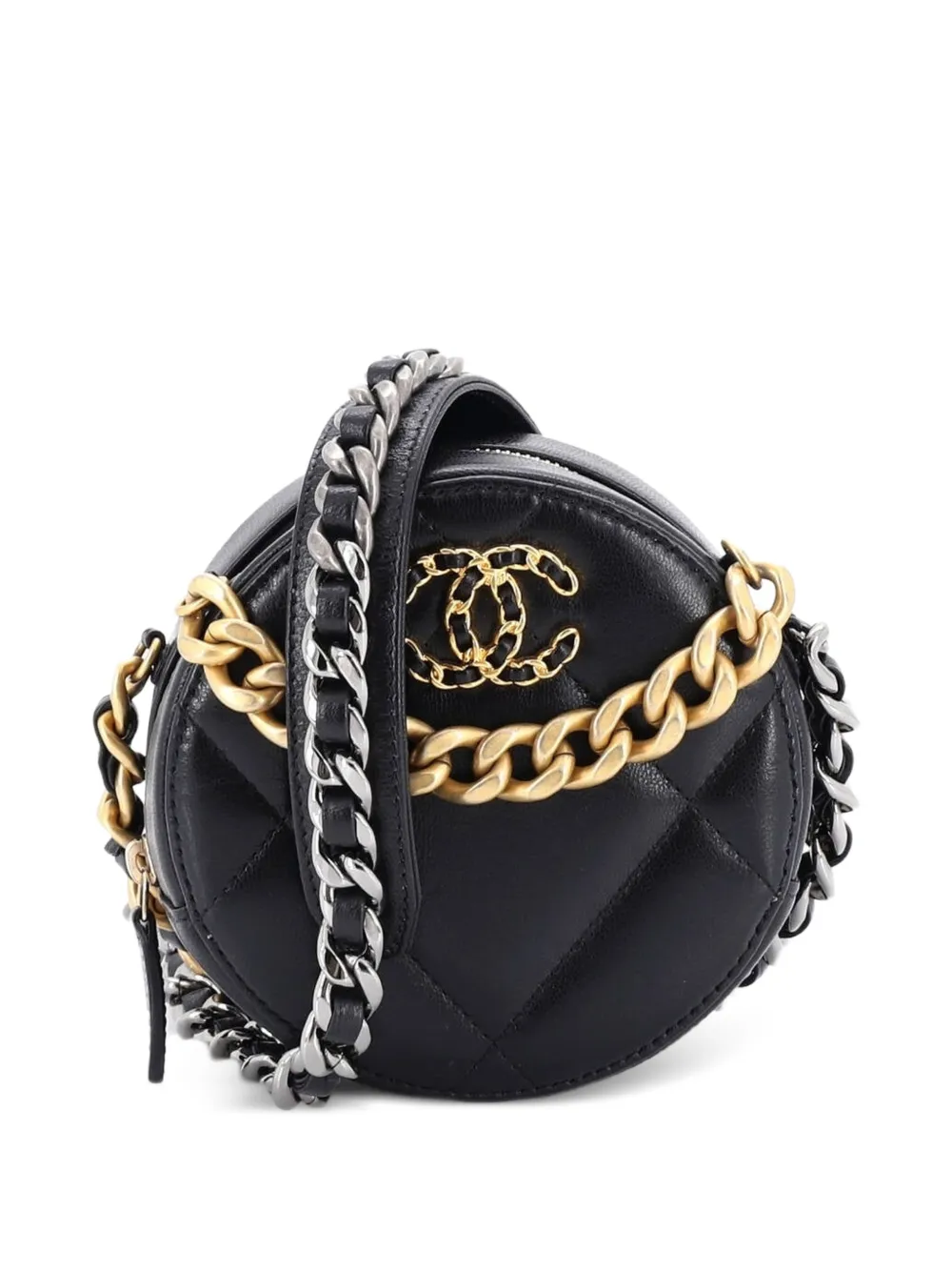 CHANEL Pre-Owned 19 Round with Chain Quilted Leather clutch bag - Nero