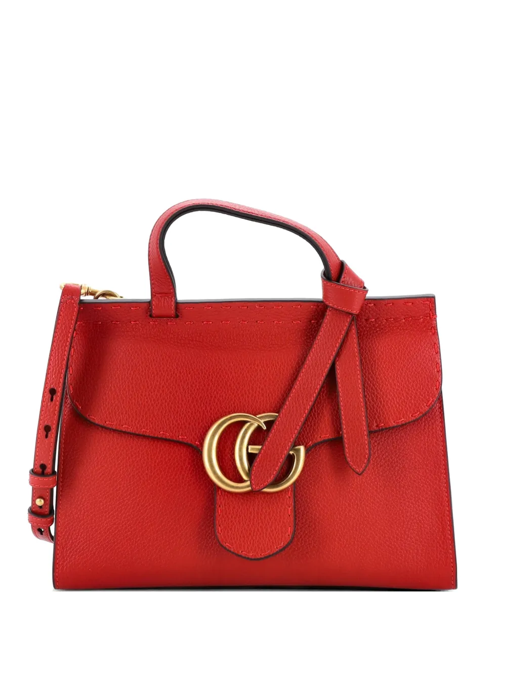 Gucci Pre-Owned GG Marmont Top Handle Bag Leather Small satchel - Rosso
