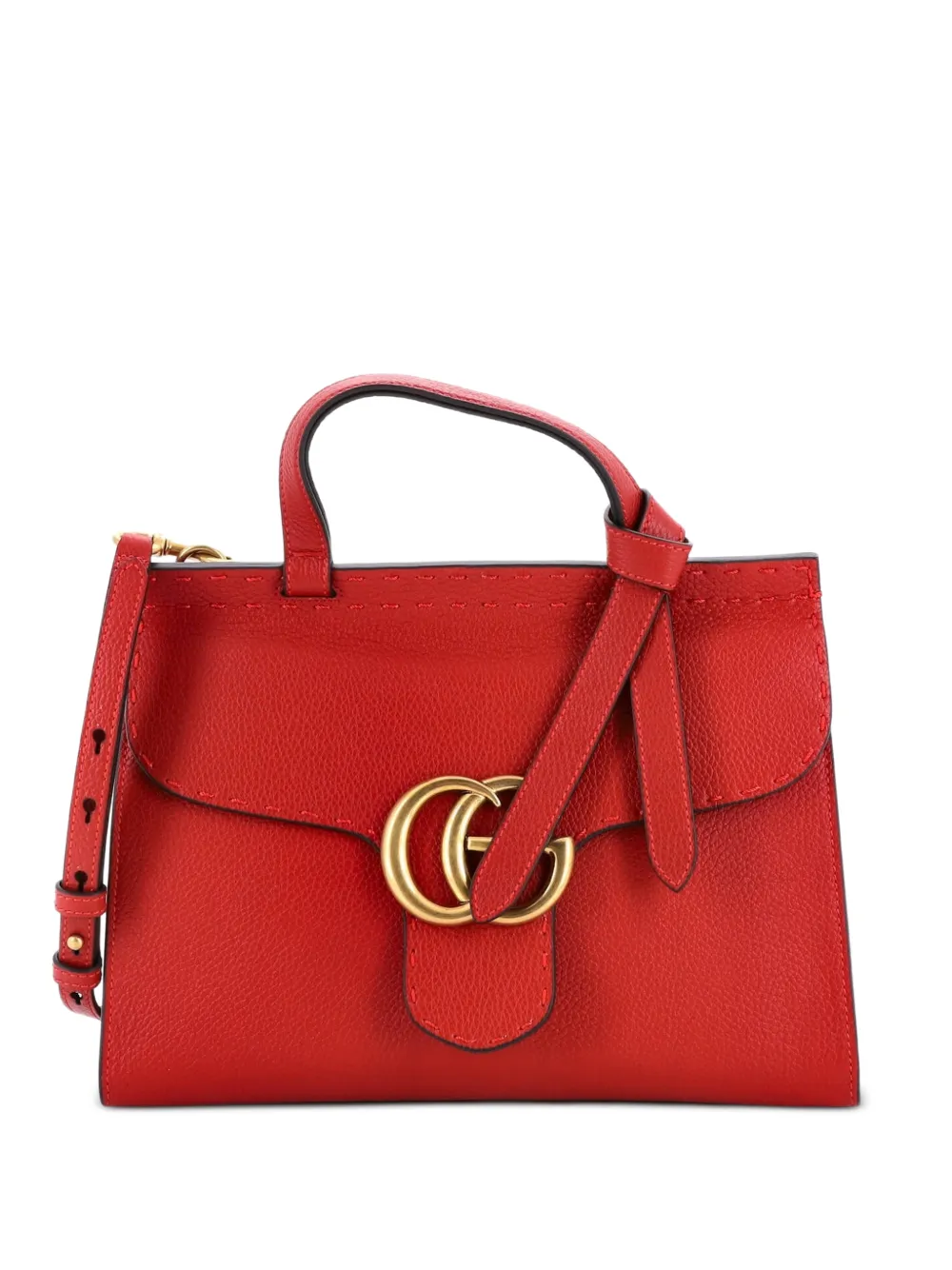 Gucci Pre-Owned GG Marmont Top Handle Bag Leather Small satchel - Rosso
