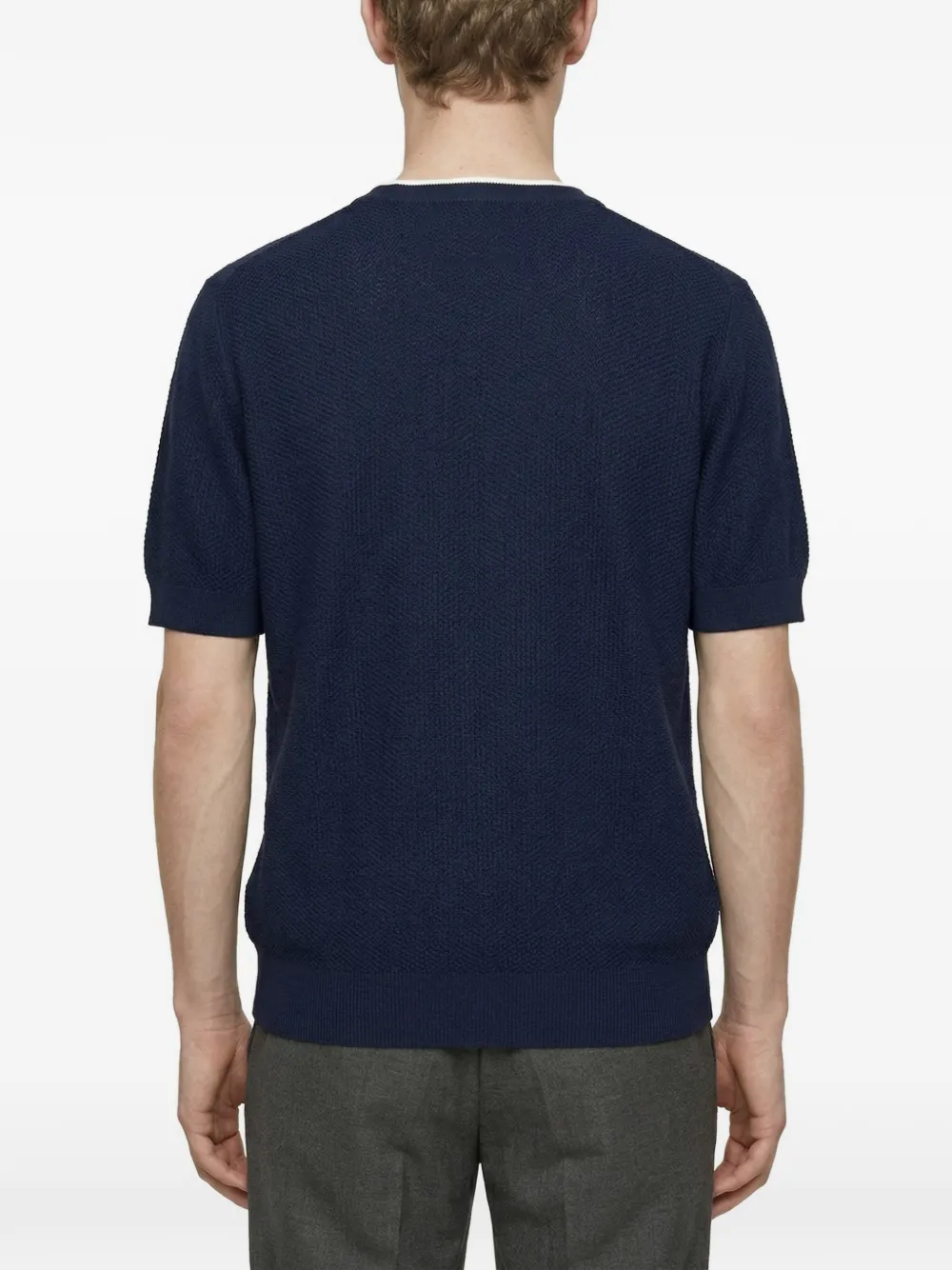  Altea Diagonal Knit T-shirt - Blue 