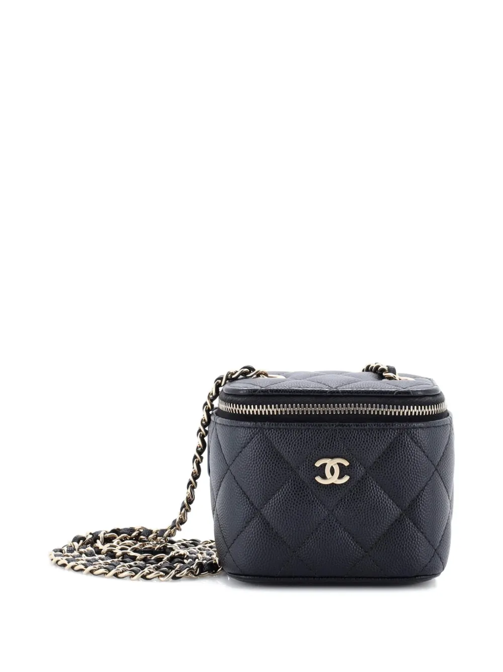 CHANEL Pre-Owned Classic Vanity Case with Chain Quilted Caviar Mini pouch - Nero