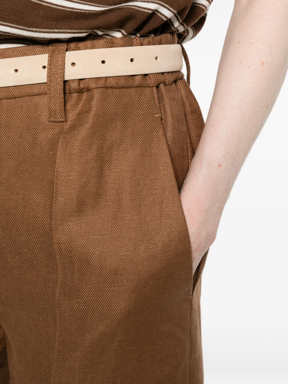 Brunello Cucinelli Broek met elastische taille Bruin