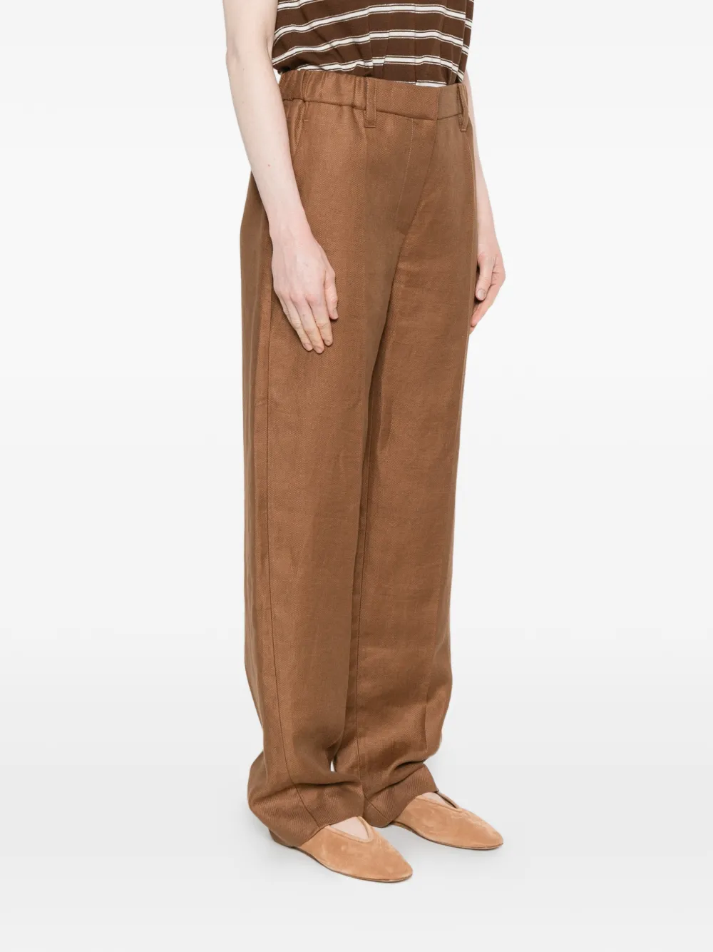  Brunello Cucinelli Elasticated-waist Trousers - Brown 