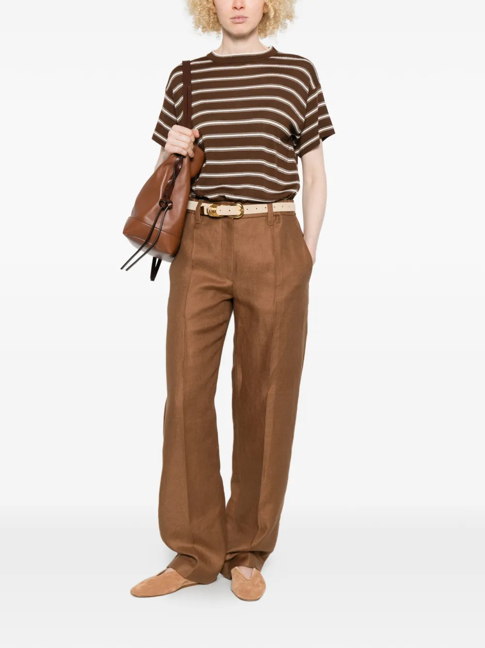  Brunello Cucinelli Elasticated-waist Trousers - Brown 