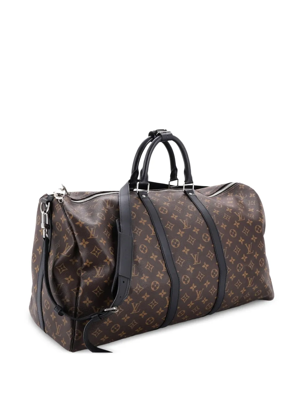 Louis Vuitton Pre-Owned Keepall Bandouliere Bag Macassar Monogram Canvas with Leather 50 travel bag - Nero