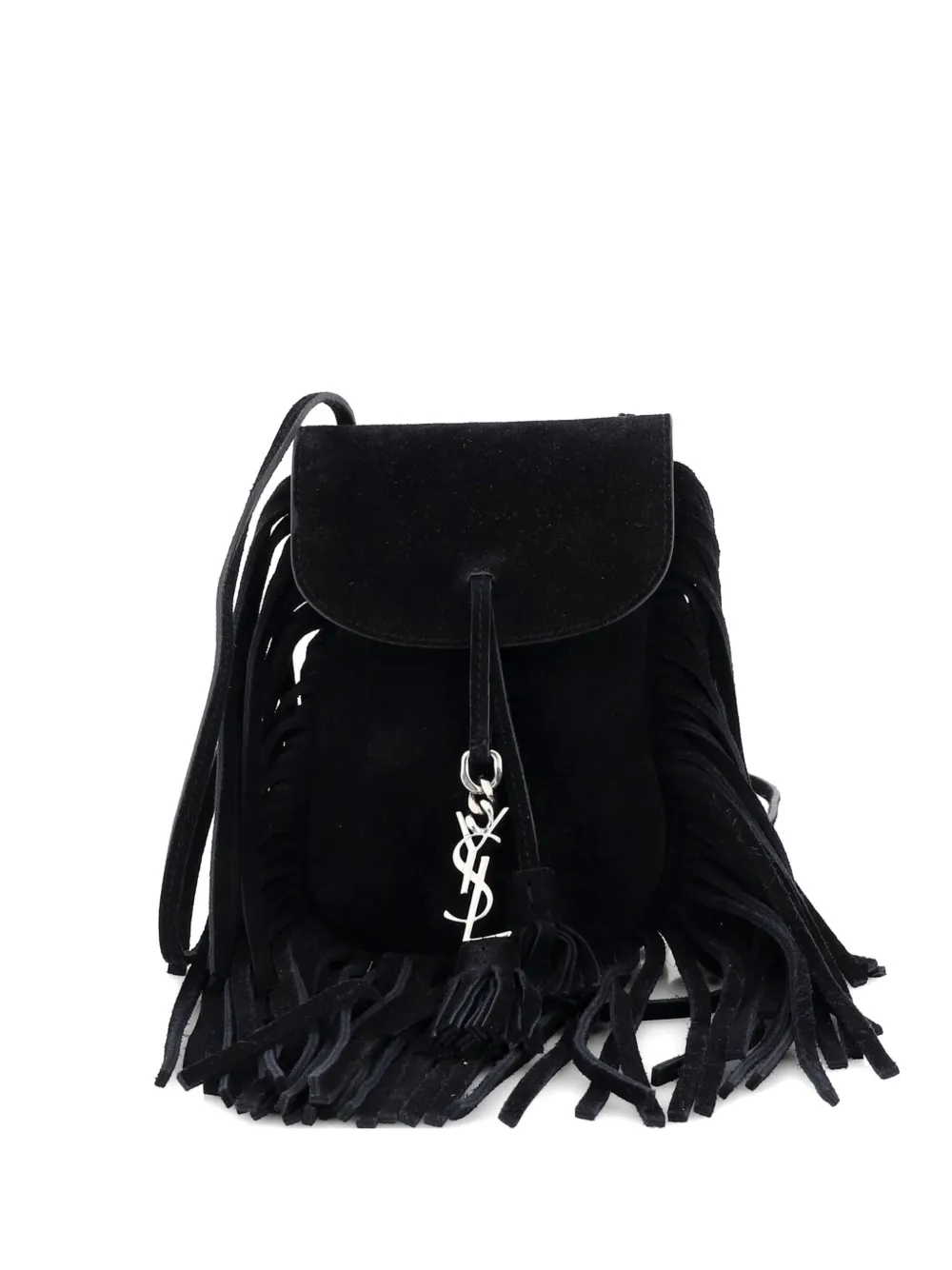 Saint Laurent Pre-Owned Anita Flat Fringe Suede Mini crossbody bag - Nero