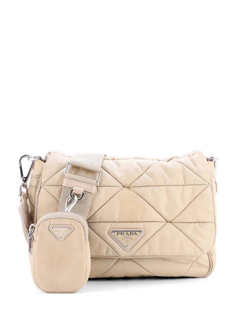 Prada Pre-Owned Padded Flap Shoulder Bag Quilted Tessuto crossbody bag - Toni neutri