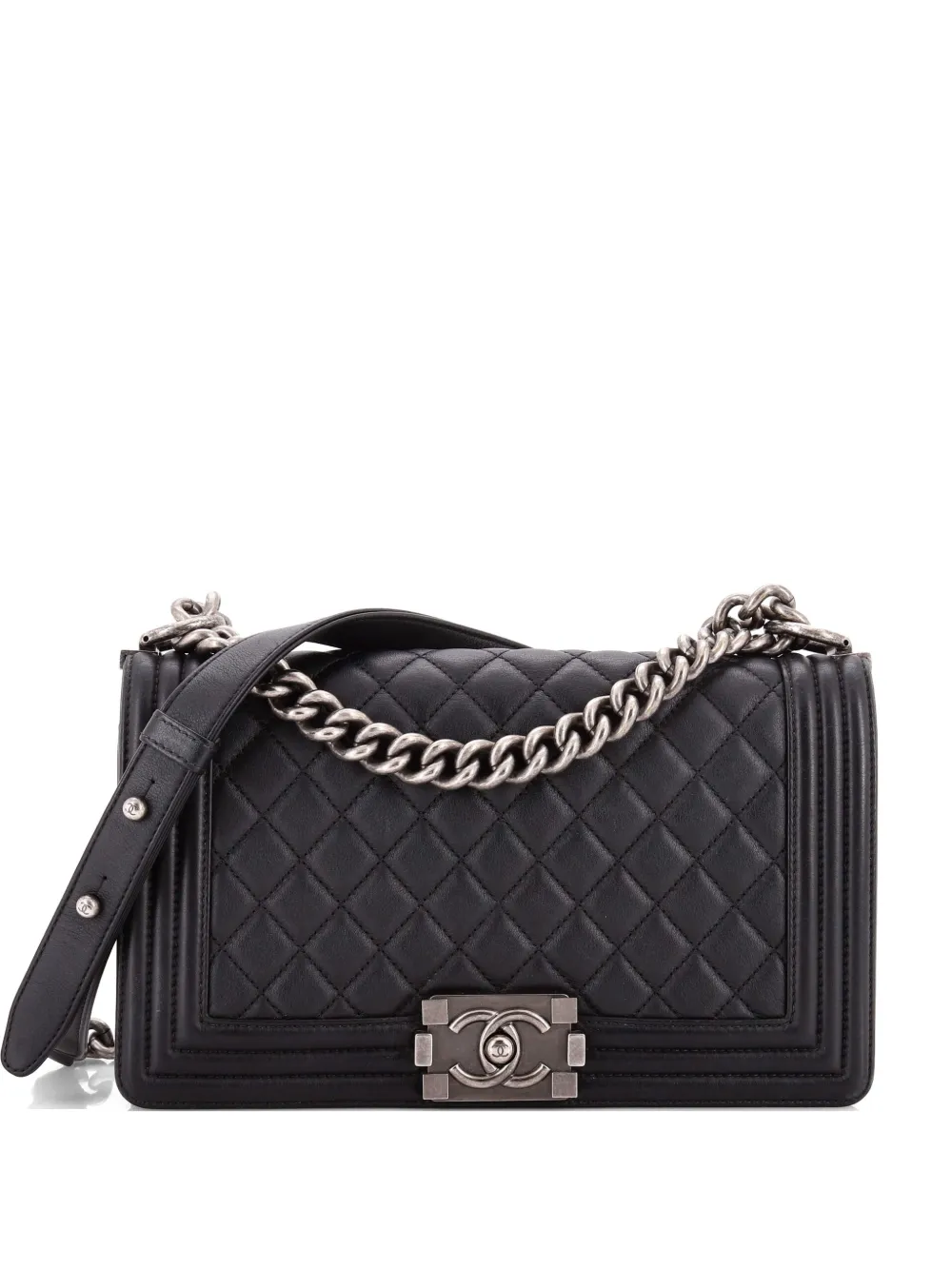 CHANEL Pre-Owned Boy Flap Bag Quilted Lambskin Old Medium shoulder bag - Nero