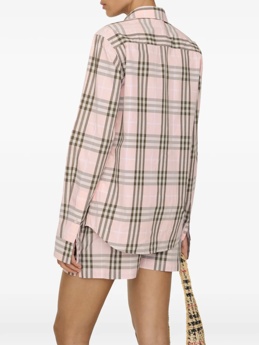 Burberry Geruit katoenen overhemd Roze