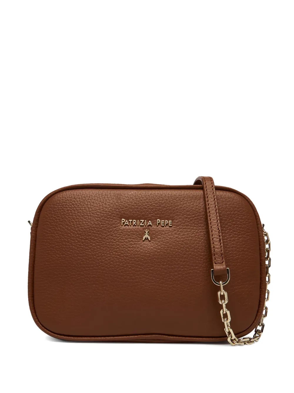 Patrizia Pepe logo-lettering leather shoulder bag - Marrone
