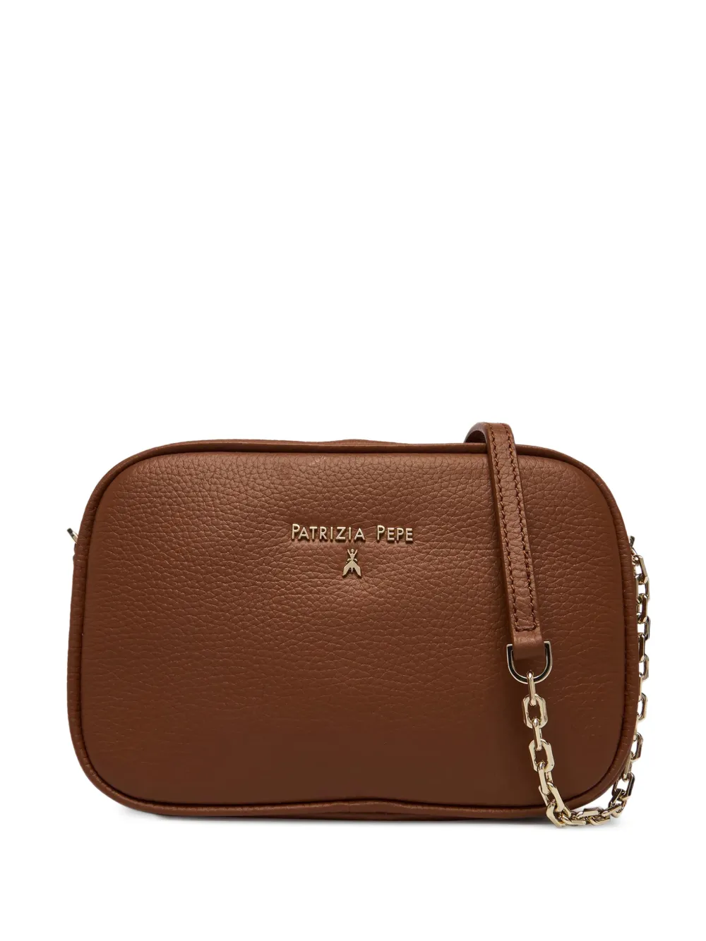 Patrizia Pepe logo-lettering leather shoulder bag - Marrone