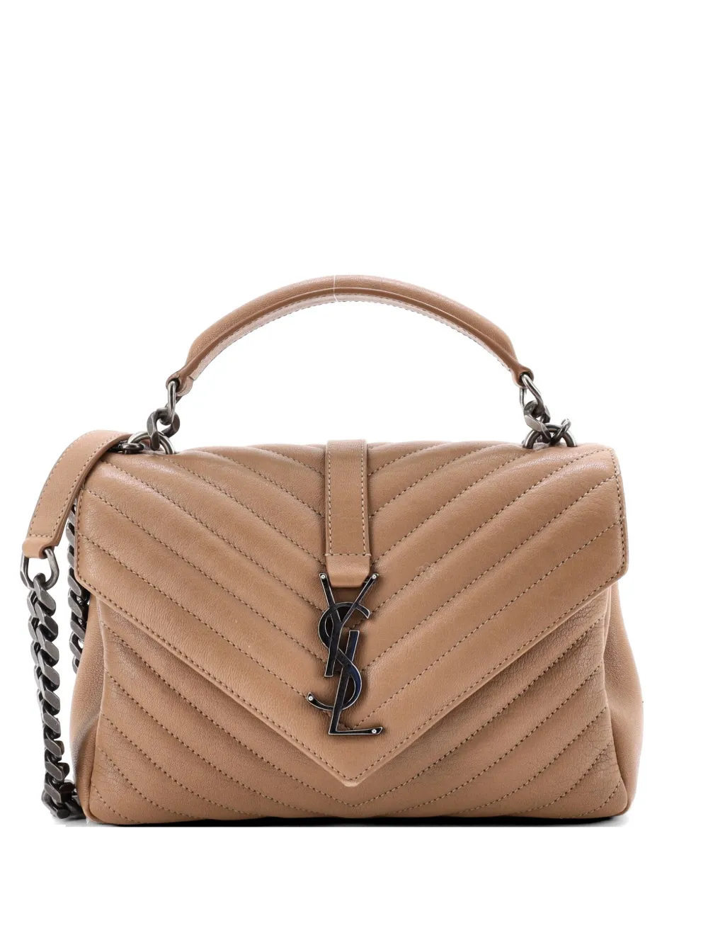 Saint Laurent Pre-Owned Classic Monogram College Bag Matelasse Chevron Leather Medium crossbody bag - Toni neutri