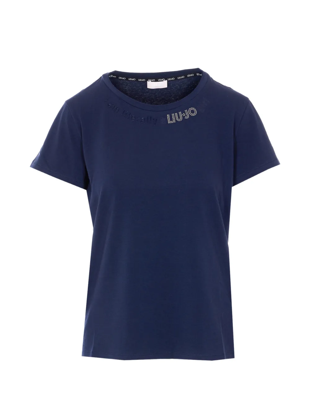 LIU JO strass logo T-shirt - Blu